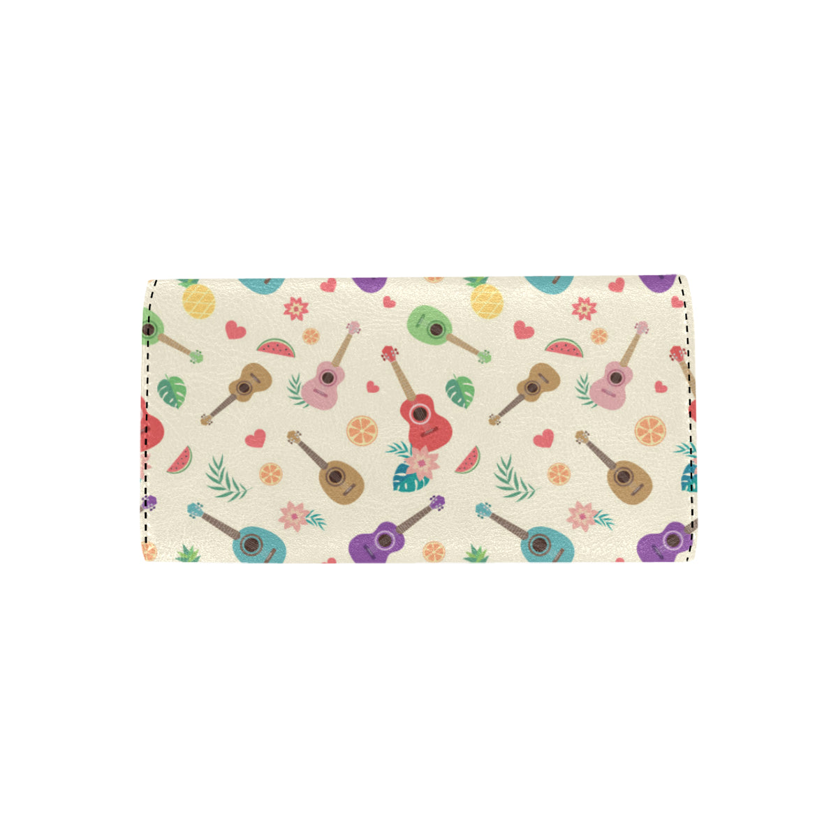 Ukulele Pattern Print Design 01 Women's Trifold Wallet