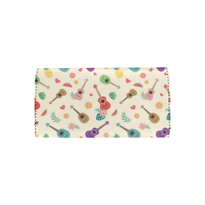 Ukulele Pattern Print Design 01 Women's Trifold Wallet