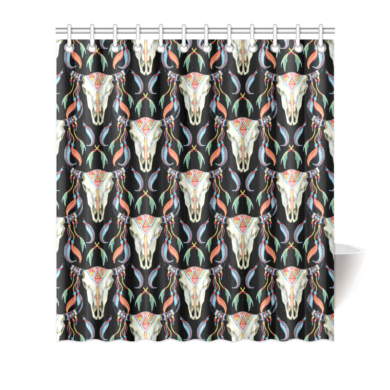 Buffalo Head Boho Style Pattern Print Design 01 Shower Curtain