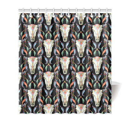 Buffalo Head Boho Style Pattern Print Design 01 Shower Curtain