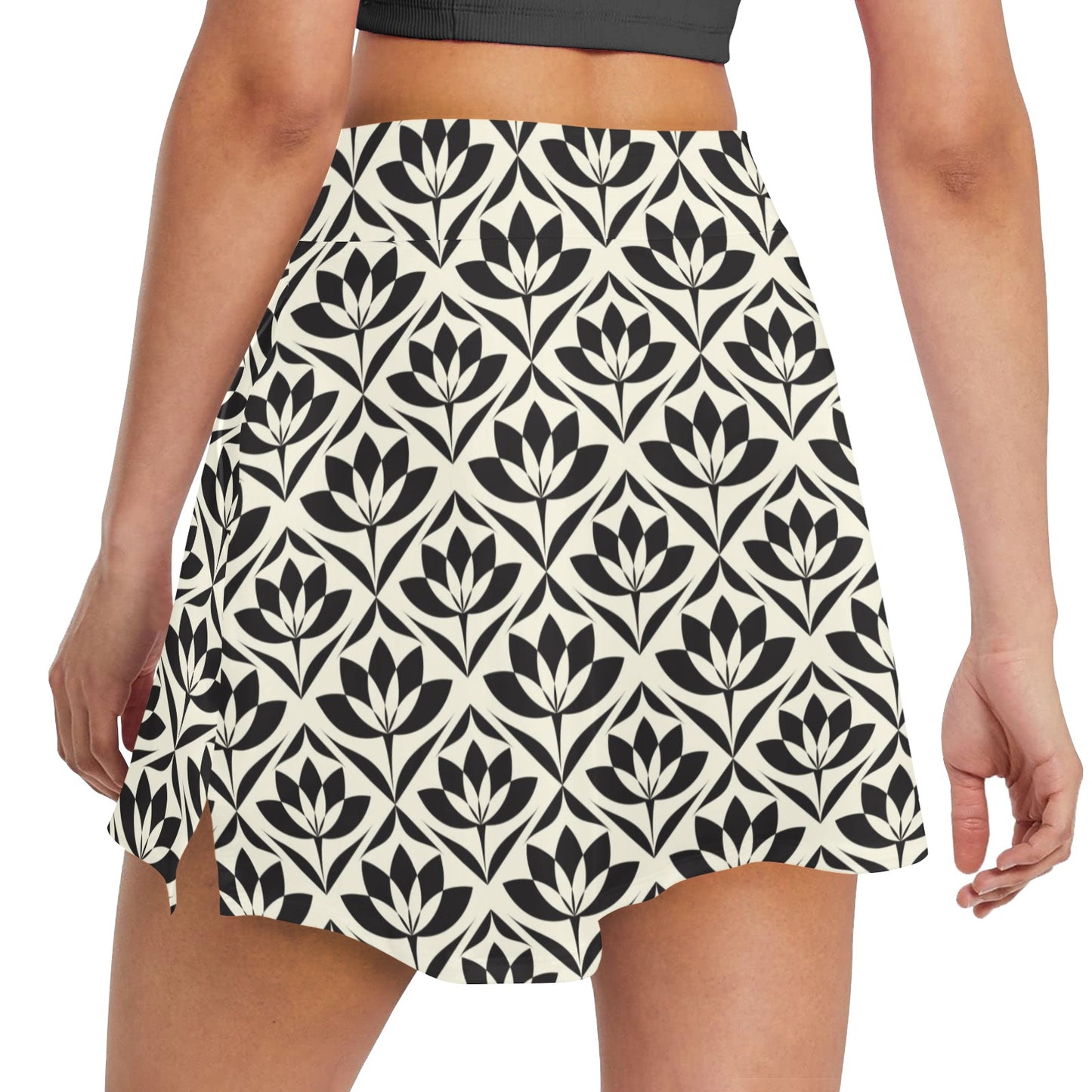Lotus Pattern Print 17" Golf & Pickleball Skort with Pockets