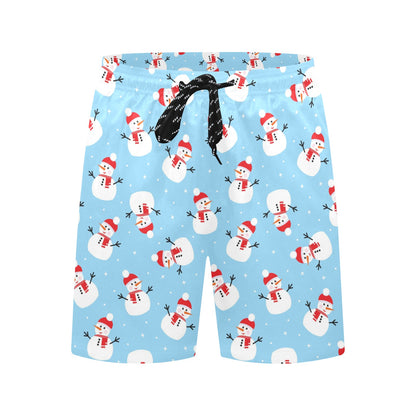 Snowman Print Design LKS305 Men's Swim Trunks Beach Shorts