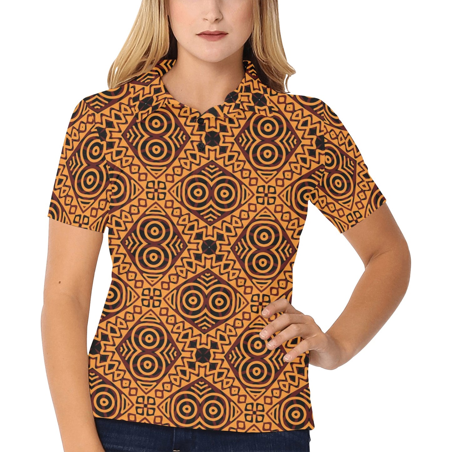 African Pattern Print Design 05 Women's Polo Shirt
