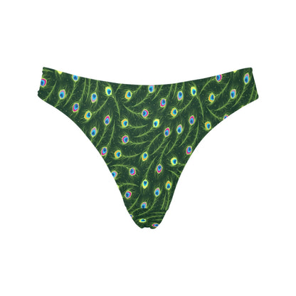 Peacock Feather Green Design Print Women's Thongs