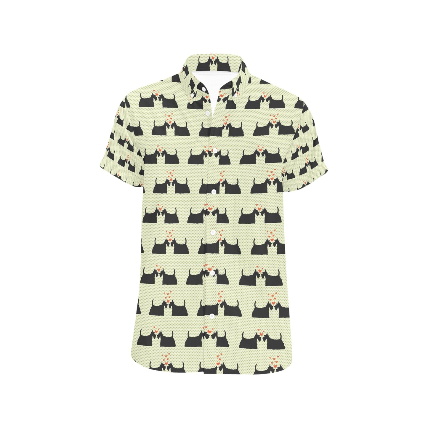 Scottish Terriers Print Design LKS304 Men Short Sleeve Button Up Shirt