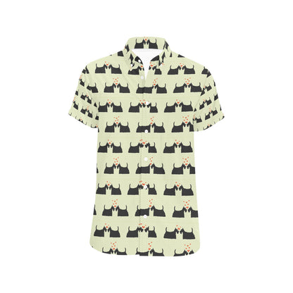 Scottish Terriers Print Design LKS304 Men Short Sleeve Button Up Shirt