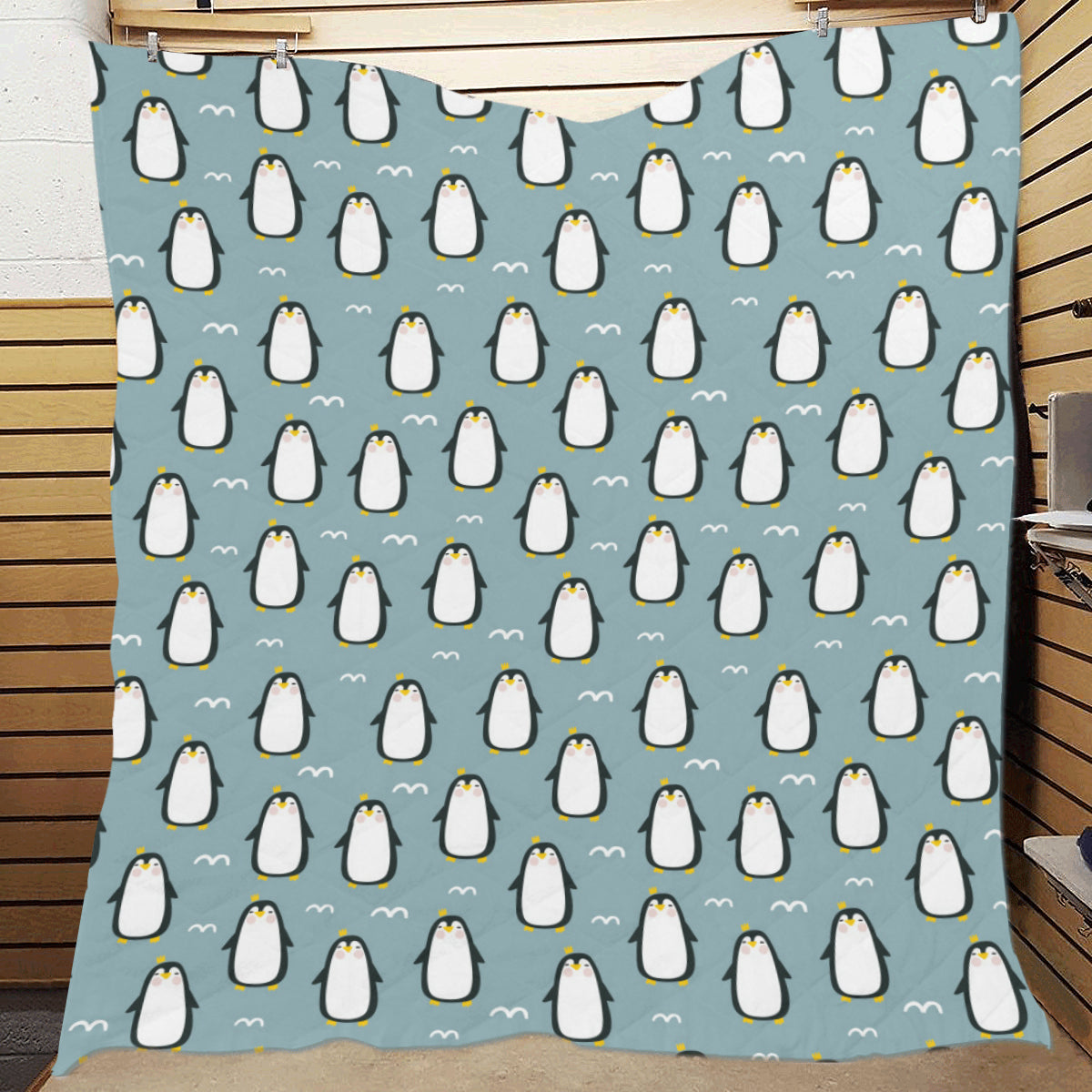 Penguin Pattern Print Design A02 Premium Quilt