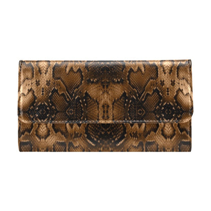 Snake Skin Brown Print Women's Trifold Wallet