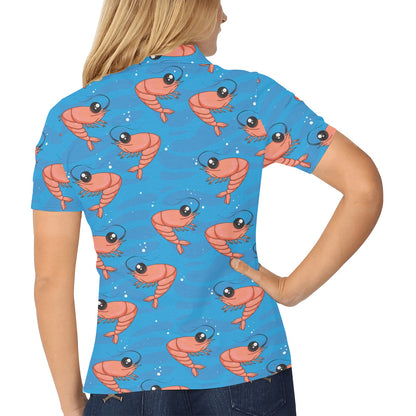 Prawn Cute Pattern Print Design 03 Women's Polo Shirt