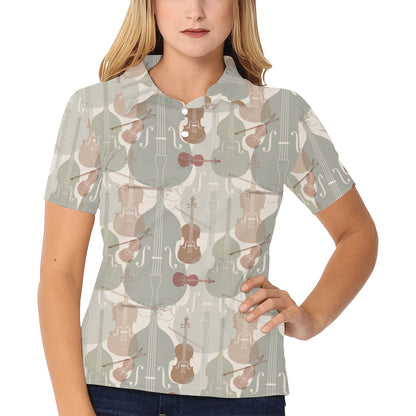 Violin Pattern Print Design 01 Women's Polo Shirt