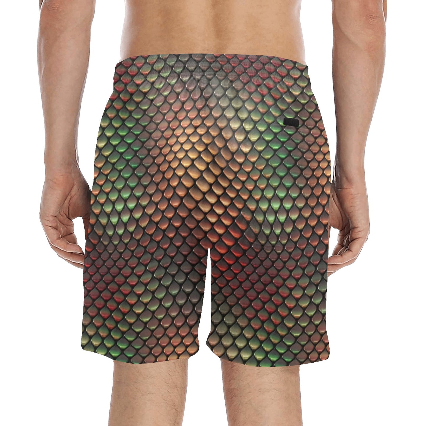 Snake Skin Colorful Print Men's Swim Trunks Beach Shorts