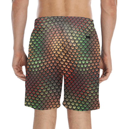 Snake Skin Colorful Print Men's Swim Trunks Beach Shorts