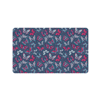 Butterfly Red Deep Blue Print Pattern Rubber Doormat