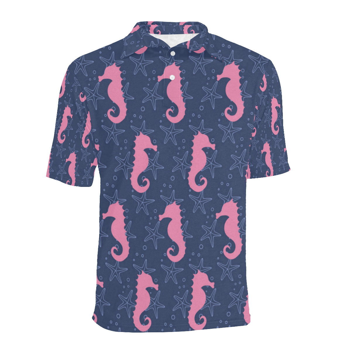 SeaHorse Pink Pattern Print Design 02 Men Polo Shirt