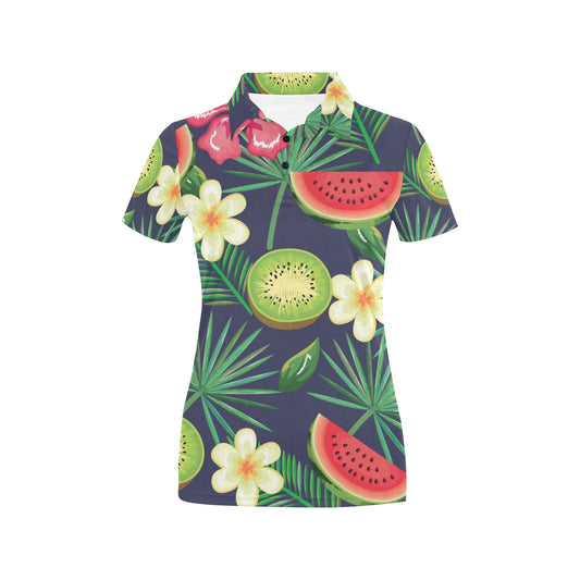 Tropical Fruits Pattern Print Design TF05 Women's Polo Shirt