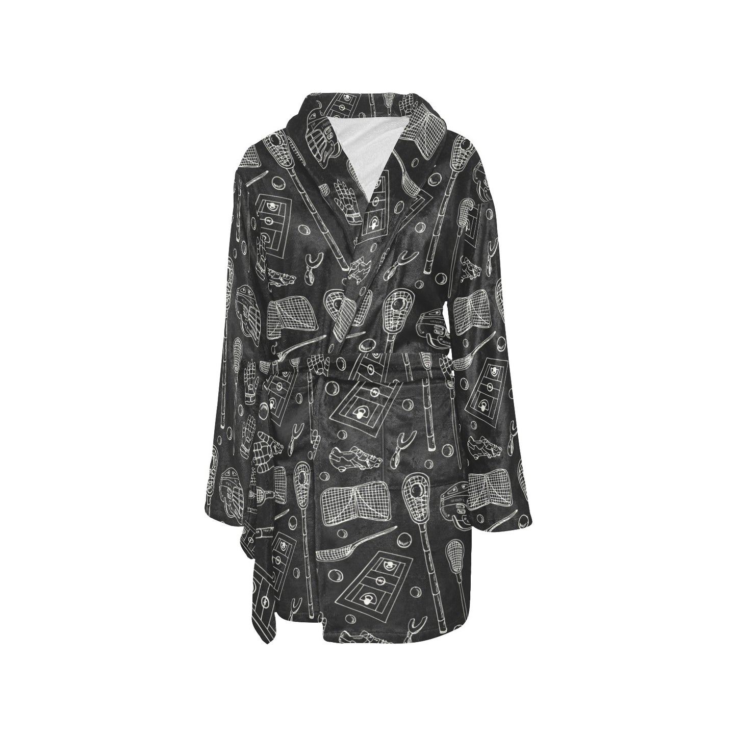Lacrosse Pattern Print Design 01 Women's Fleece Robe