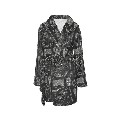 Lacrosse Pattern Print Design 01 Women's Fleece Robe