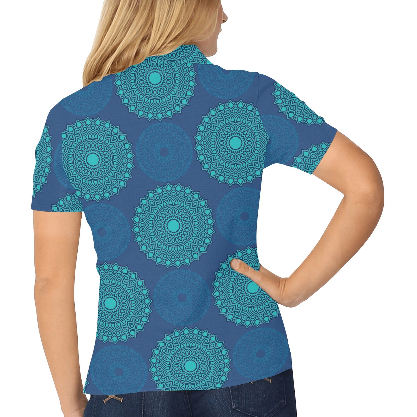Medallion Pattern Print Design 04 Women's Polo Shirt