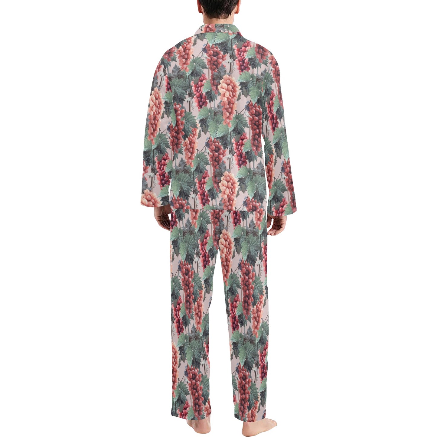 Grape Pattern Print Design GP01 Men's Long Pajama Set