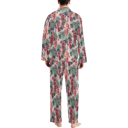 Grape Pattern Print Design GP01 Men's Long Pajama Set