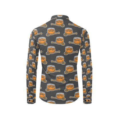 Honey Bee Print Design LKS305 Men's Long Sleeve Dress Shirt