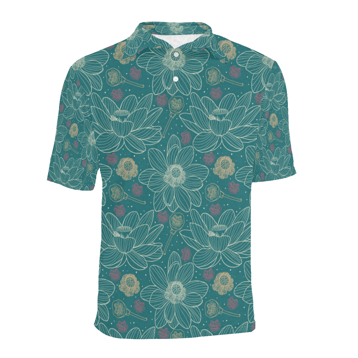 Lotus Pattern Print Design 01 Men Polo Shirt