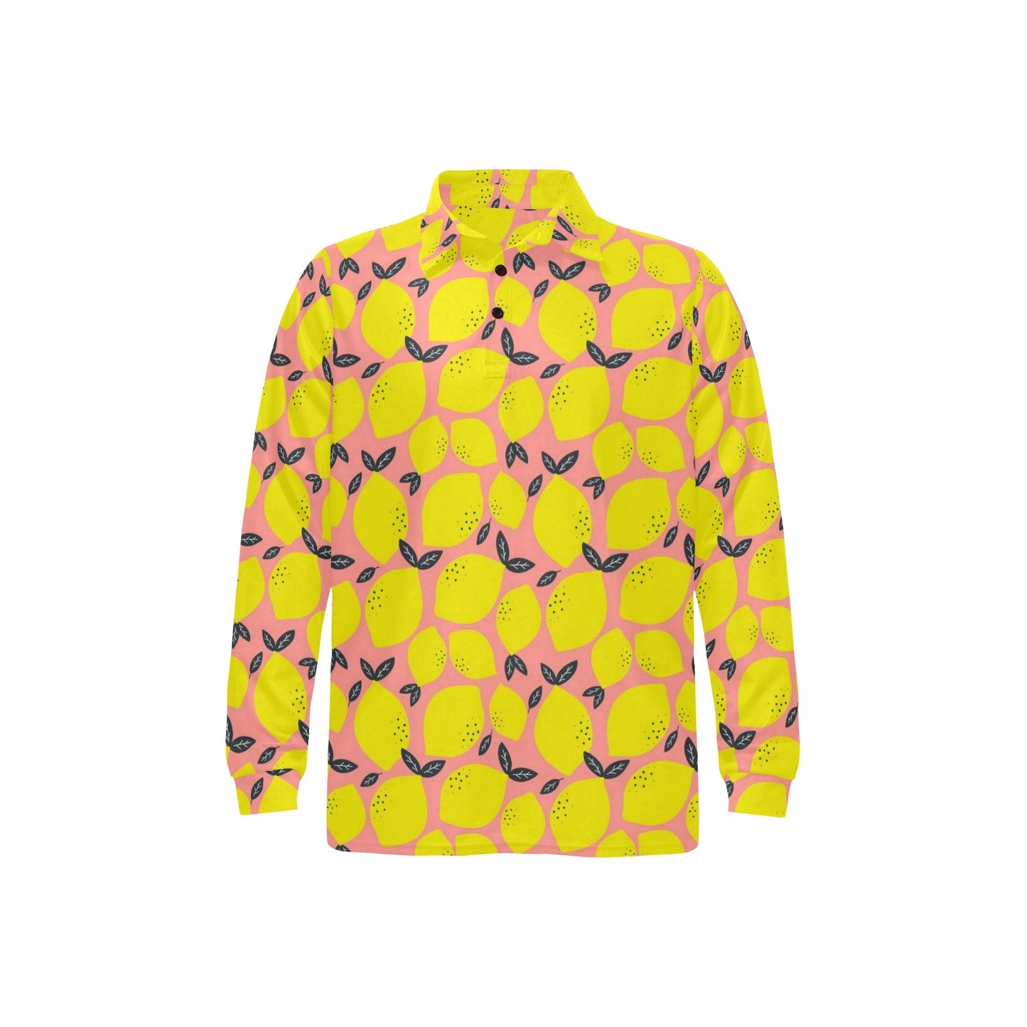 Lemon Pattern Print Design LM03 Long Sleeve Polo Shirt For Men's