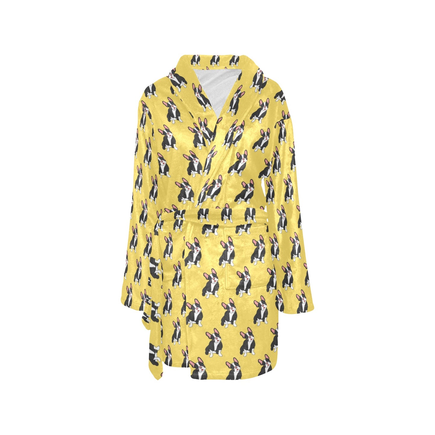 Boston Terrier Pattern Print Design 06 Women's Fleece Robe