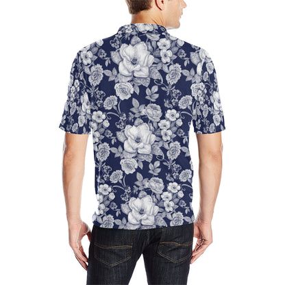 Floral Infrared Pattern Men Polo Shirt