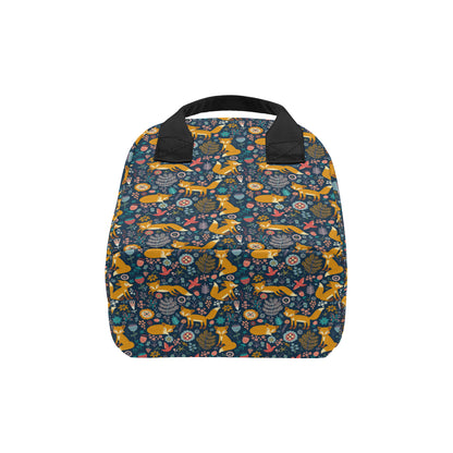 Fox Cute Jungle Print Pattern Insulated Lunch Bag