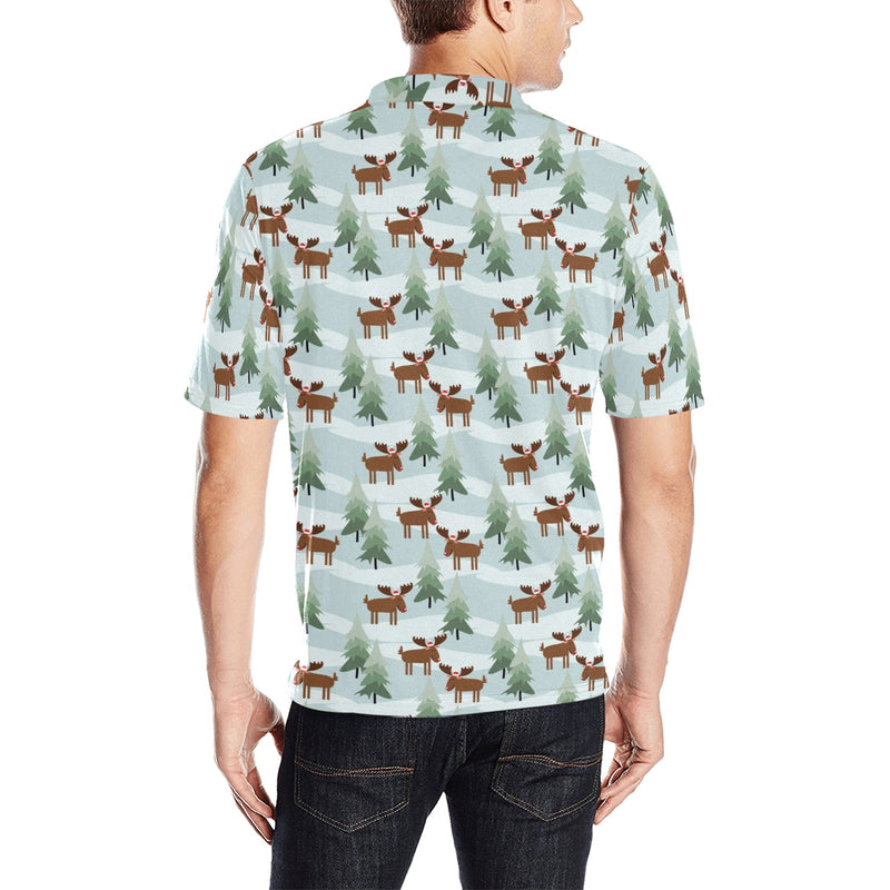 Moose Print Design LKS402 Men Polo Shirt