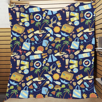 Beach Themed Pattern Print Design 04 Premium Quilt