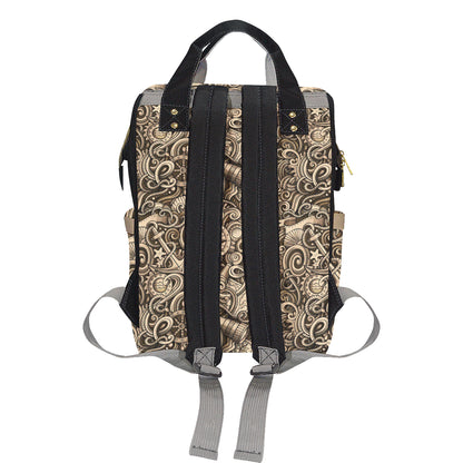 Nautical Tattoo Design Themed Print Diaper Bag Backpack