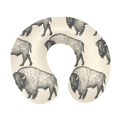 Bison Pattern Print Design 02 U-Shaped Travel Neck Pillow