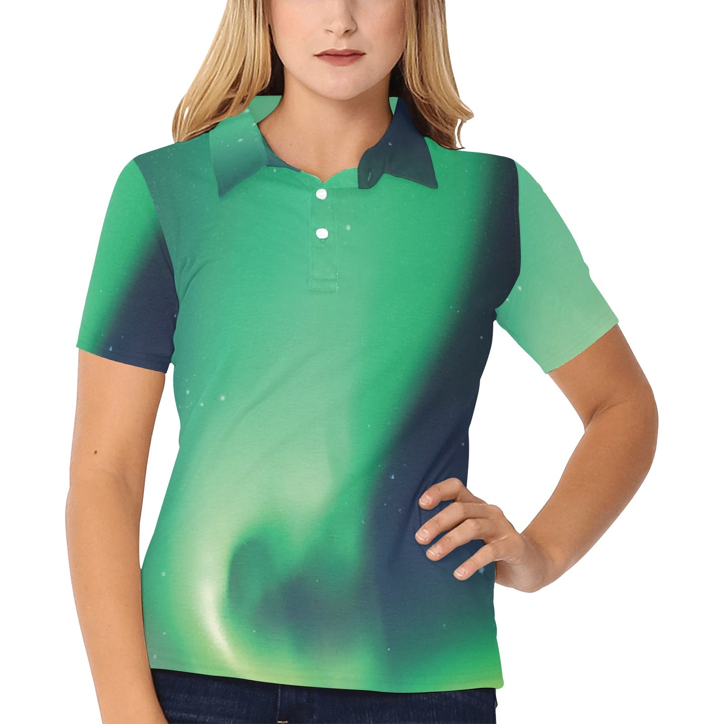 Aurora Borealis Pattern Print Design 04 Women's Polo Shirt