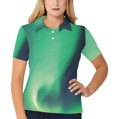 Aurora Borealis Pattern Print Design 04 Women's Polo Shirt