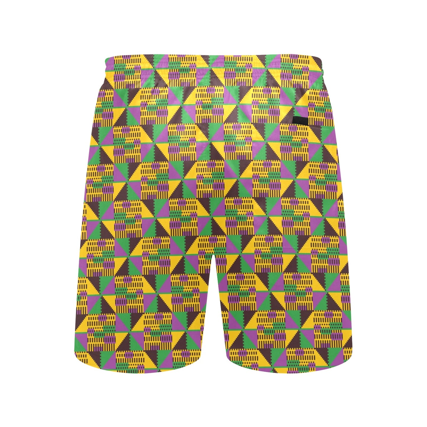 Kente Triangle Design African Print Men's Swim Trunks Beach Shorts