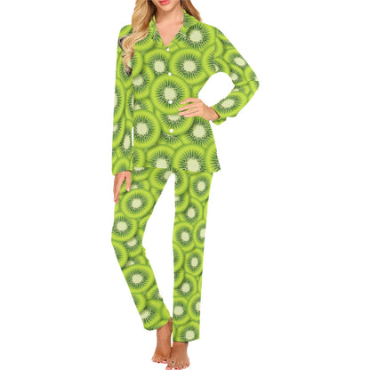 Kiwi Pattern Print Design KW01 Women's Long Pajama Set
