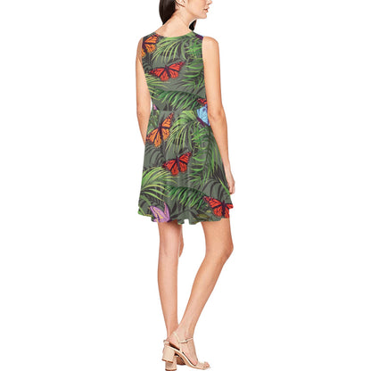 Monarch Butterfly Pattern Print Design 04 Sleeveless Dress