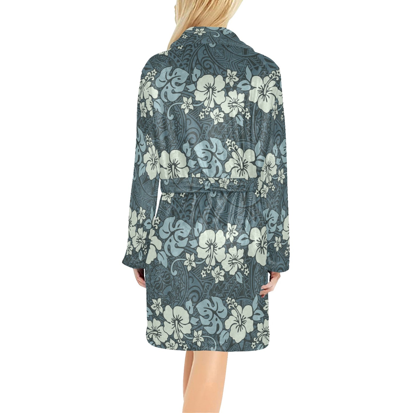 Flower Hawaiian Hibiscus Style Print Pattern Women's Fleece Robe