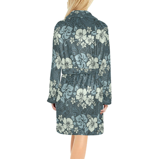 Flower Hawaiian Hibiscus Style Print Pattern Women's Fleece Robe