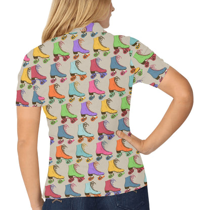 Roller skate Pattern Print Design A01 Women's Polo Shirt