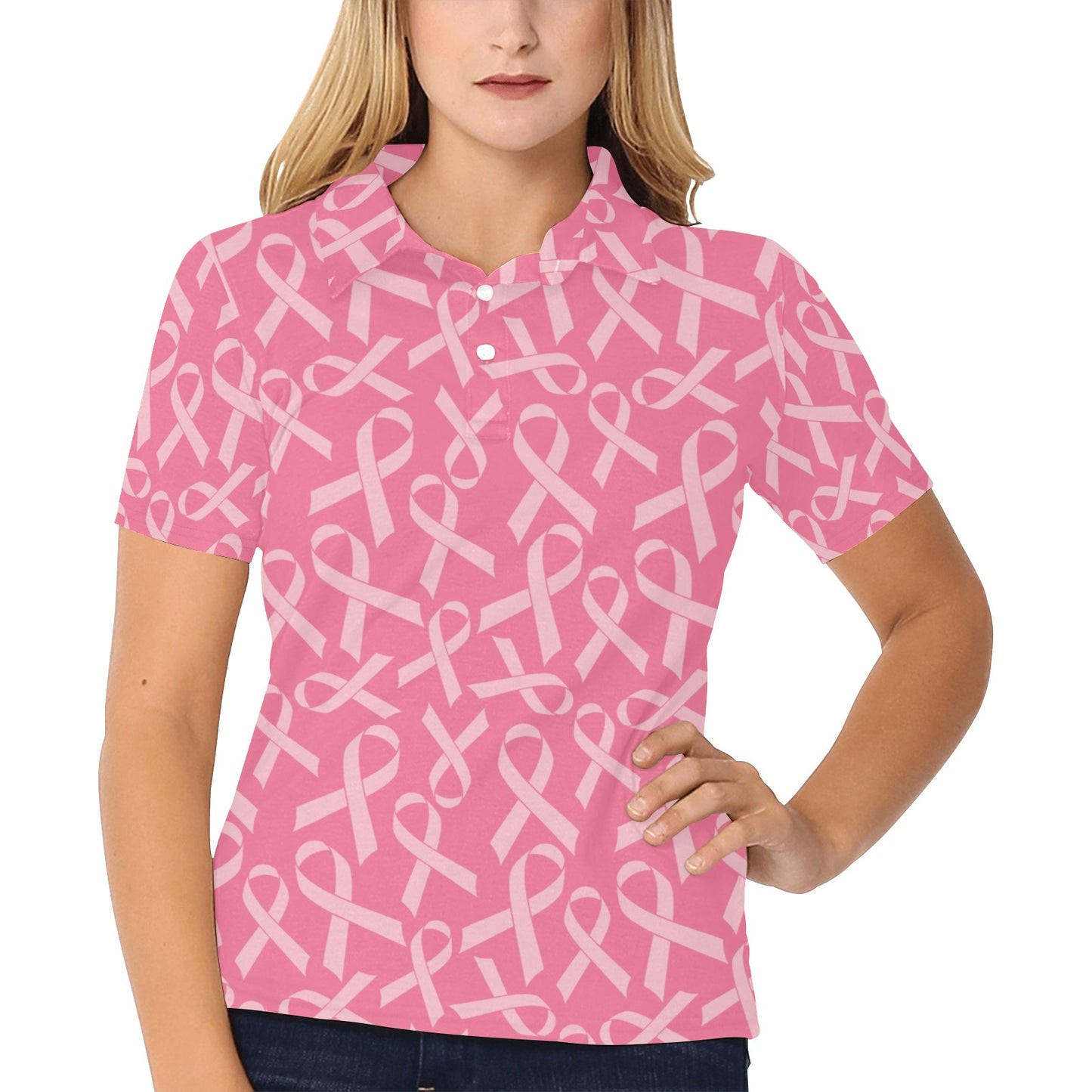 Breast Cancer Awareness Themed Women's Polo Shirt
