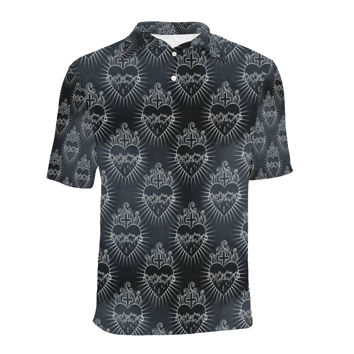 Christian Heart Tattoo Style Men Polo Shirt