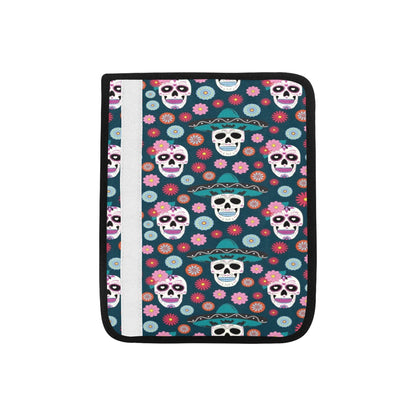 Sugar Skull Print Design LKS308 Car Seat Belt Cover