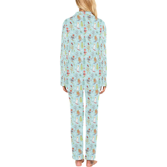 Ski Fox Cute Print Design LKS303 Women's Long Pajama Set
