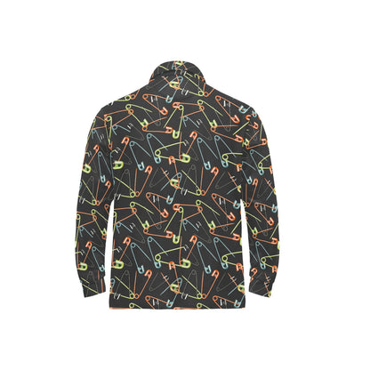 Safety Pin Print Design LKS301 Long Sleeve Polo Shirt For Men's