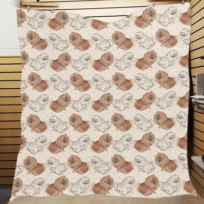 Pomeranians Pattern Print Design A01 Premium Quilt