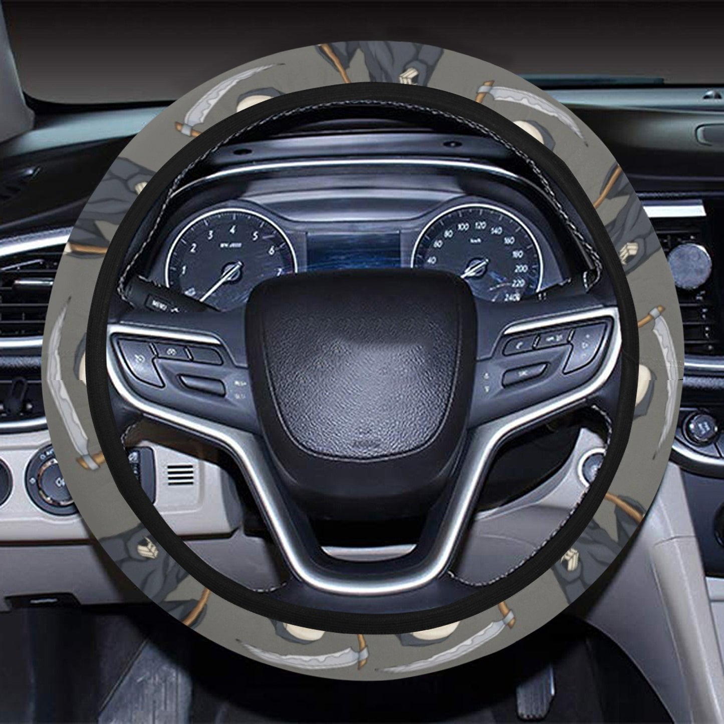 Skeleton Print Design LKS308 Steering Wheel Cover with Elastic Edge