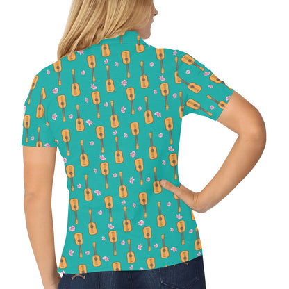 Ukulele Print Design LKS403 Women's Polo Shirt